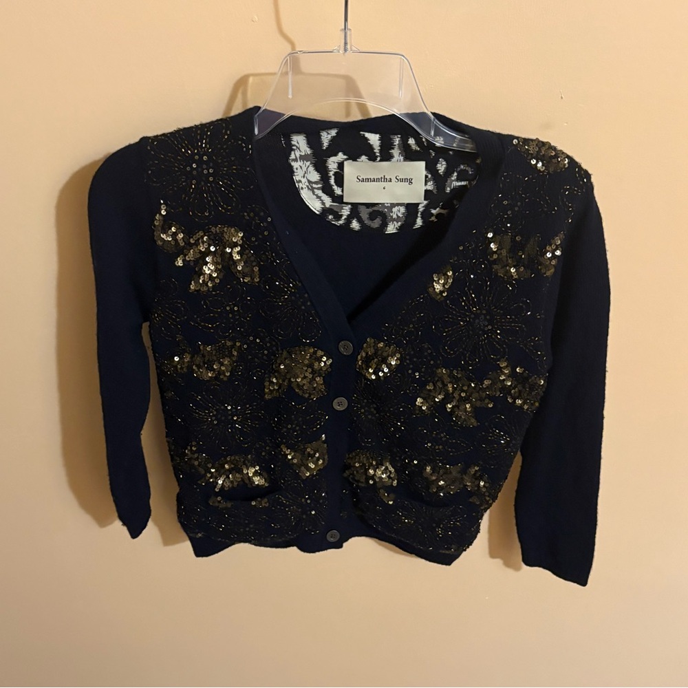 Samantha Sung Embellished Cashmere Blend Cardigan